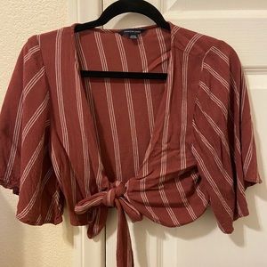 Cropped Front Tie Shirt